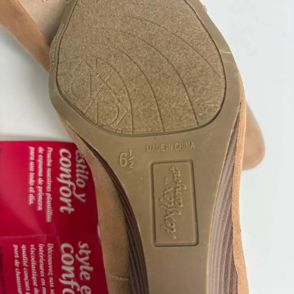Dexflex Comfort Women's Klara Tan Suede Wedge Heels - Picture 9 of 9